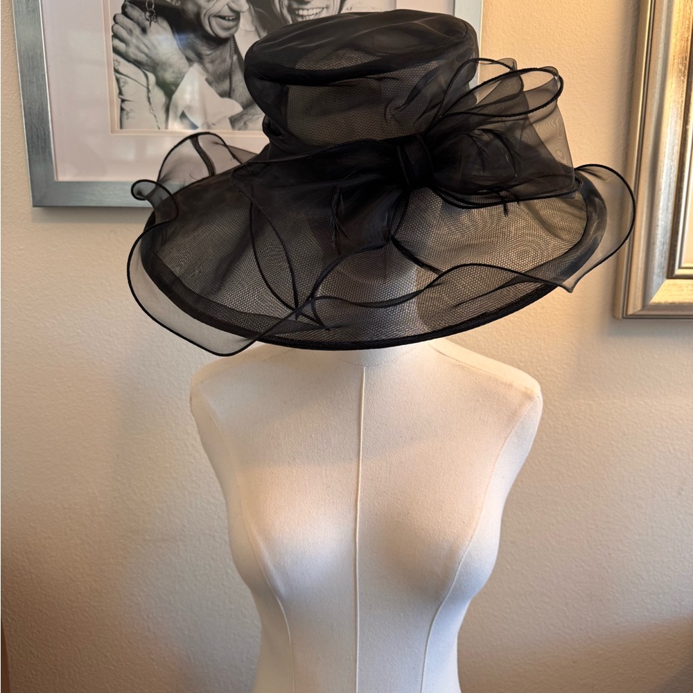 Scala Black Picture Hat with Dramatic Brim
